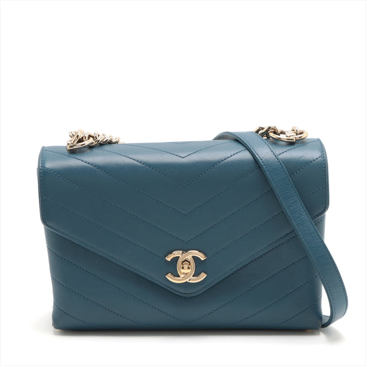 Top Quality Chanel Chevron in Chain Shoulder Bag Blue G