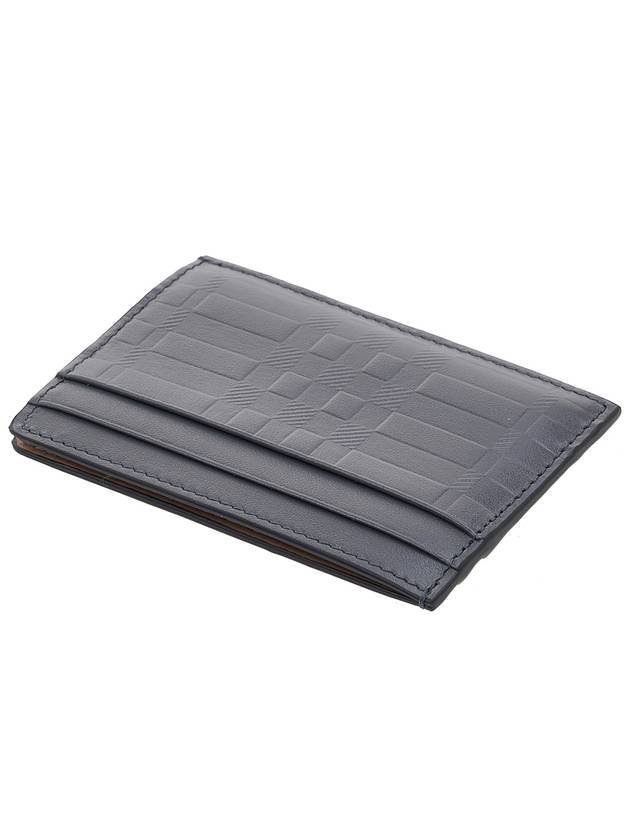 Burberry Embossed Check Leather Card Holder Black