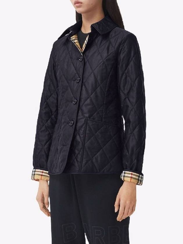 Burberry WoMen's Diamond Quilted Thermoregulated Check Jacket Midnight