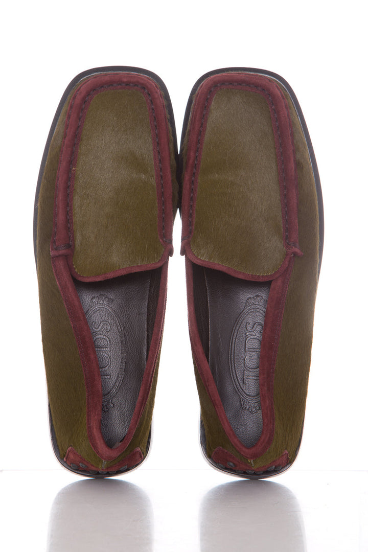 Tod's Olive Pony Hair Loafers SZ 6