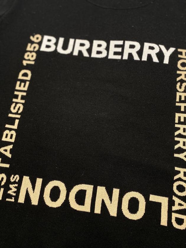 Burberry Horseferry Square Wool Blend Jacquard Knit Top Black