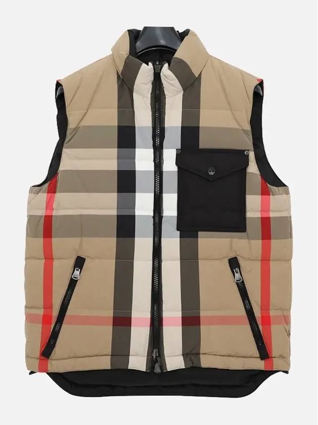 Burberry Reversible Check Pocket Embroidered Nylon Vest Beige