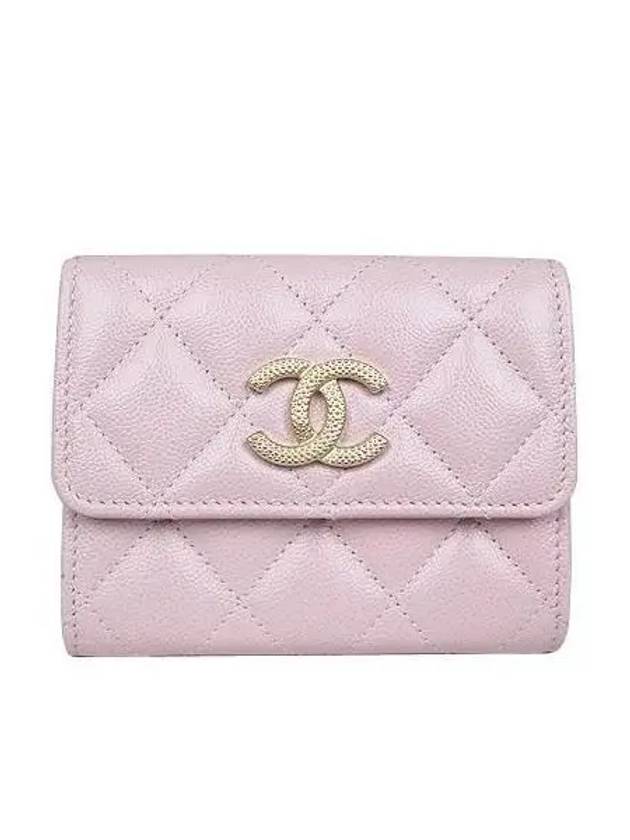 AP3049 COCO gold logo pink caviar skin classic card wallet Chanel