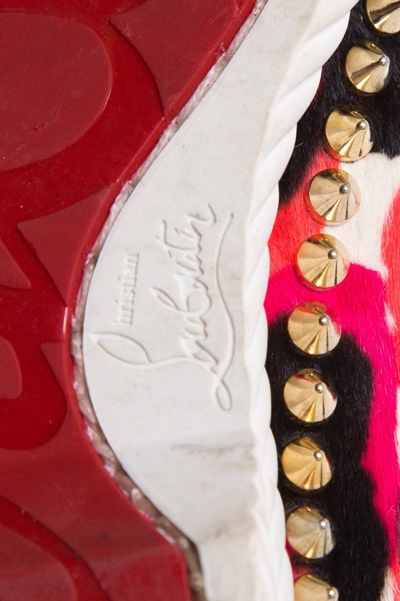 Christian Louboutin Pink Steckel Leopard Print Loafers SZ 37
