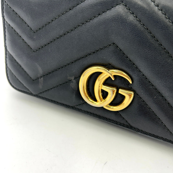 GUCCI Black Mini GG Marmont Crossbody Bag LA30889