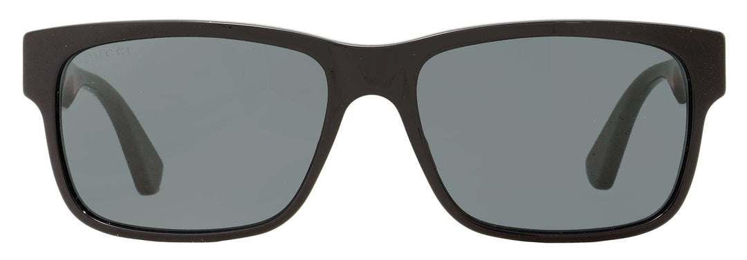 Gucci Men's Rectangular Sunglasses GG0340S 006 Black/Green/Red 58mm