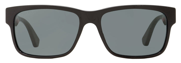 Gucci Men's Rectangular Sunglasses GG0340S 006 Black/Green/Red 58mm
