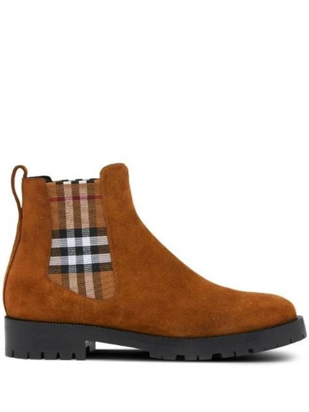 Burberry Vintage Check Detail Suede Chelsea Boots Chocolate