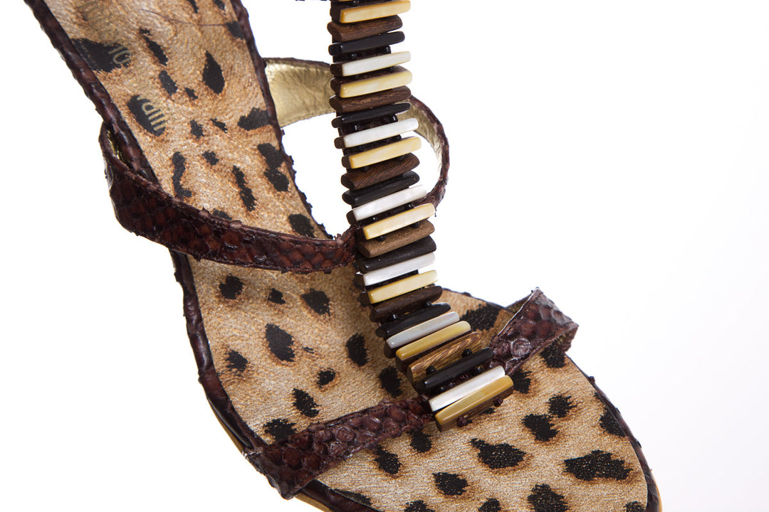 Roberto Cavalli Brown Python Sandals SZ 36