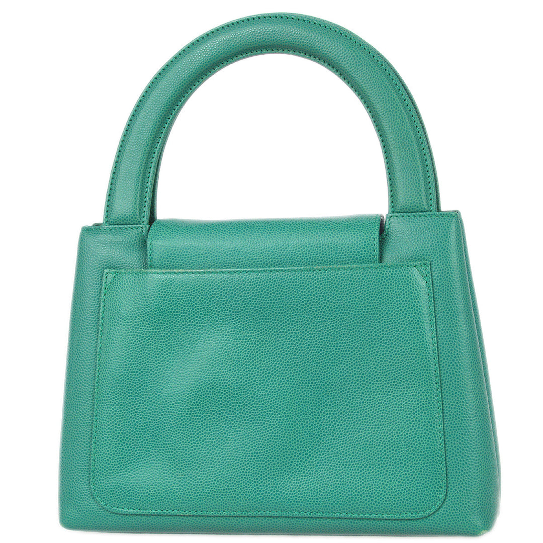 Top Quality Chanel 1997-1999 Green Caviar Small Shopping Handbag