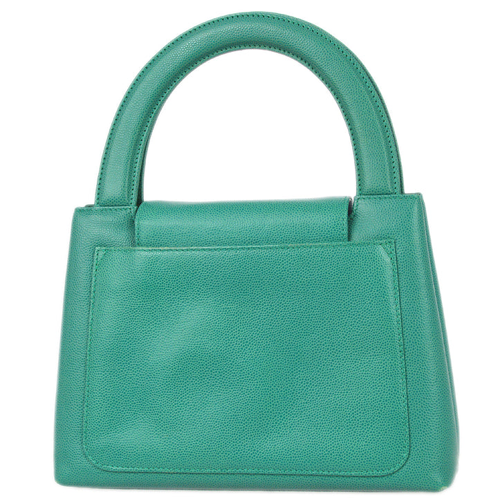 Top Quality Chanel 1997-1999 Green Caviar Small Shopping Handbag
