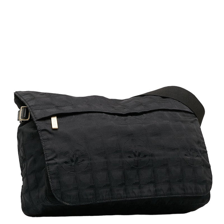 Top Quality Chanel New Label Line Messengers Bag Gold   houlder Bag Black Nylon  CHANEL