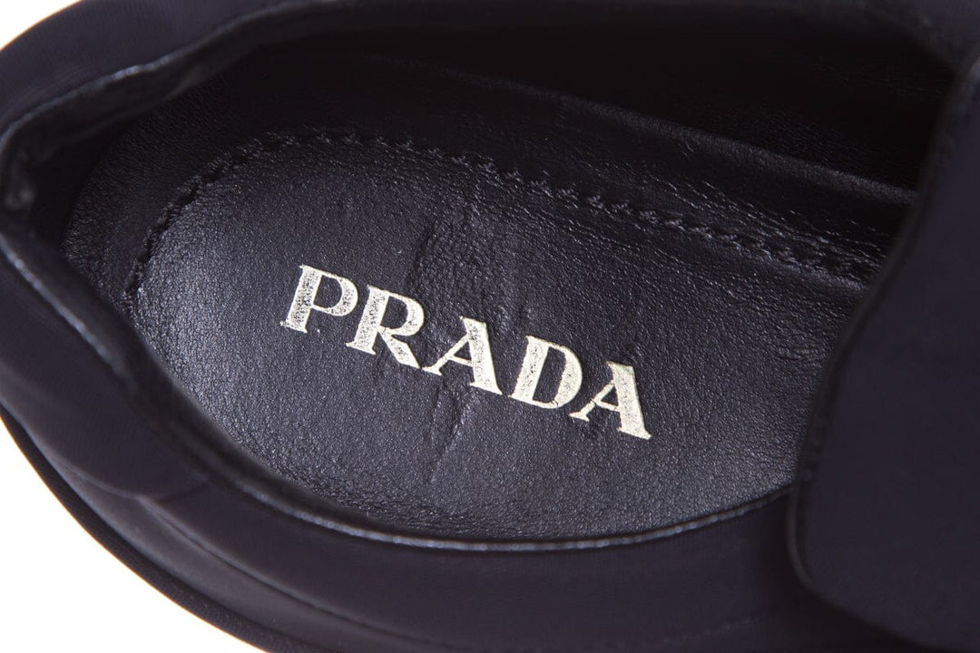 Prada Black Neoprene Jewel Detail Sneakers SZ 40