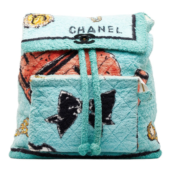 Top Quality Chanel Pillage Rucksack Backpack Green Multicolor Cotton Lady Chanel