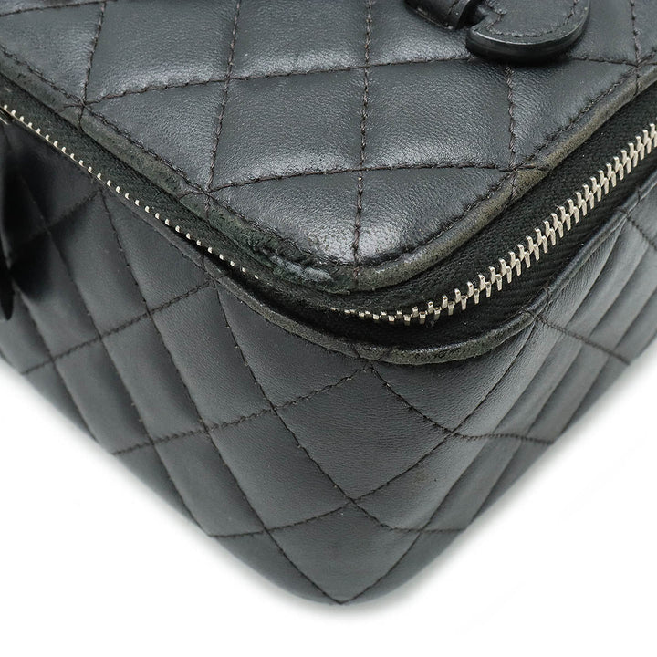 Top Quality Chanel Mattress Jewelry Case Vanity Bag Cosmetic Bag Cosmetic Bag Small Insert Leather Black Black Silver Gold A84295