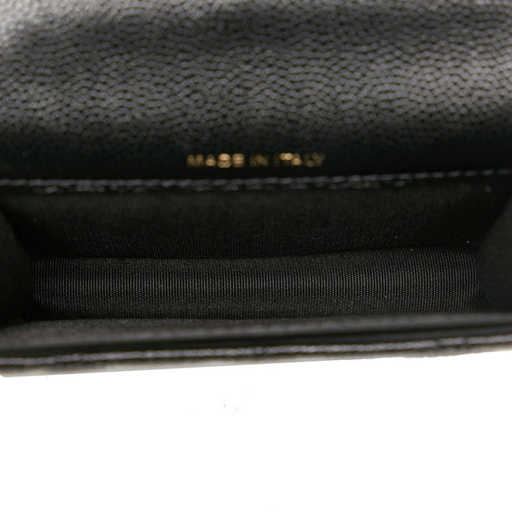 Top Quality Chanel Matrases Cocomark Fake Pearl Chain CoinPars Card Case Black Caviar   CHANEL