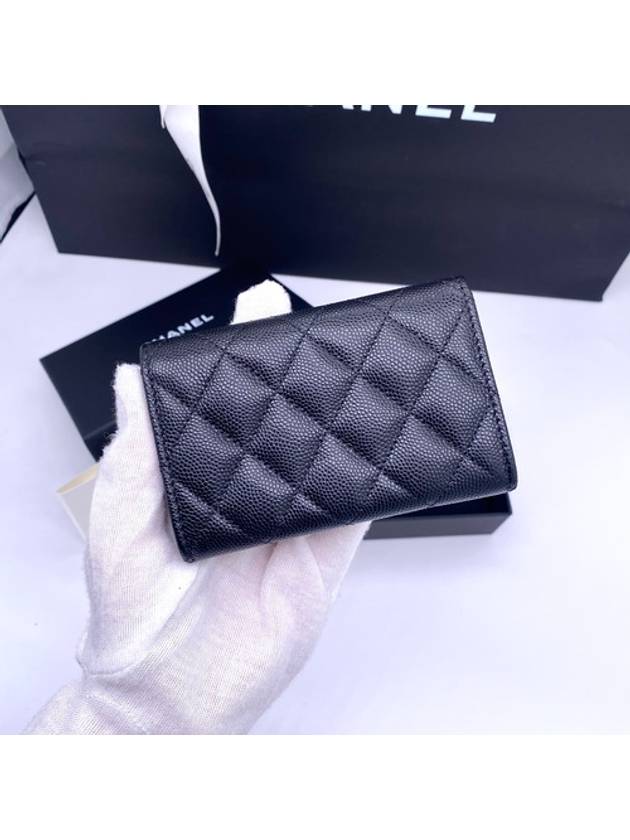 Caviar Flap Card Wallet Black Chanel