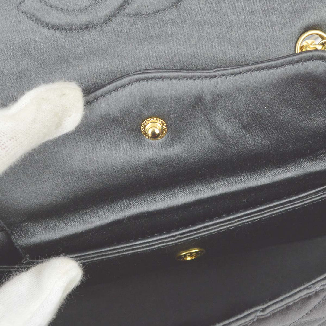 Top Quality Chanel 1989-1991 Gray Satin Single Flap Shoulder Bag