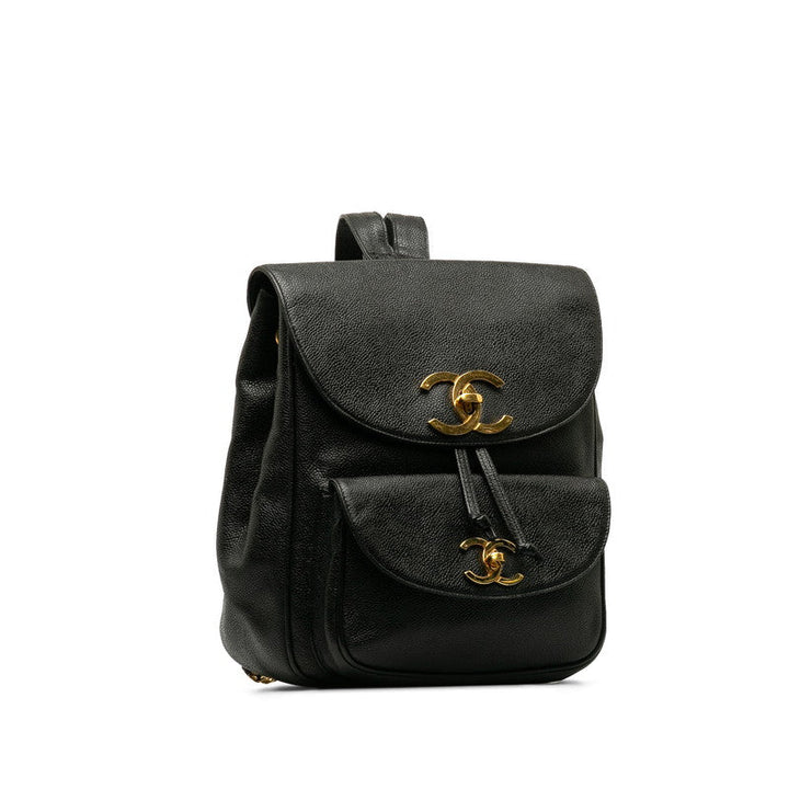 Top Quality Chanel Vintage Decacoco Cocomark Rucksack Black Caviar   CHANEL
