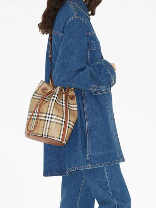 Burberry TB Check Print Small Bucket Bag Archive