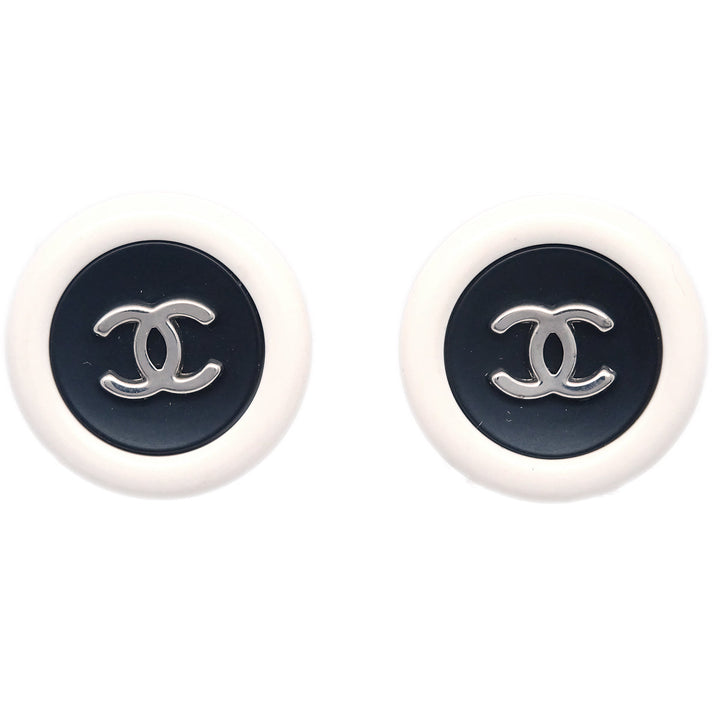 Top Quality Chanel White Button Earrings Clip-On 96P