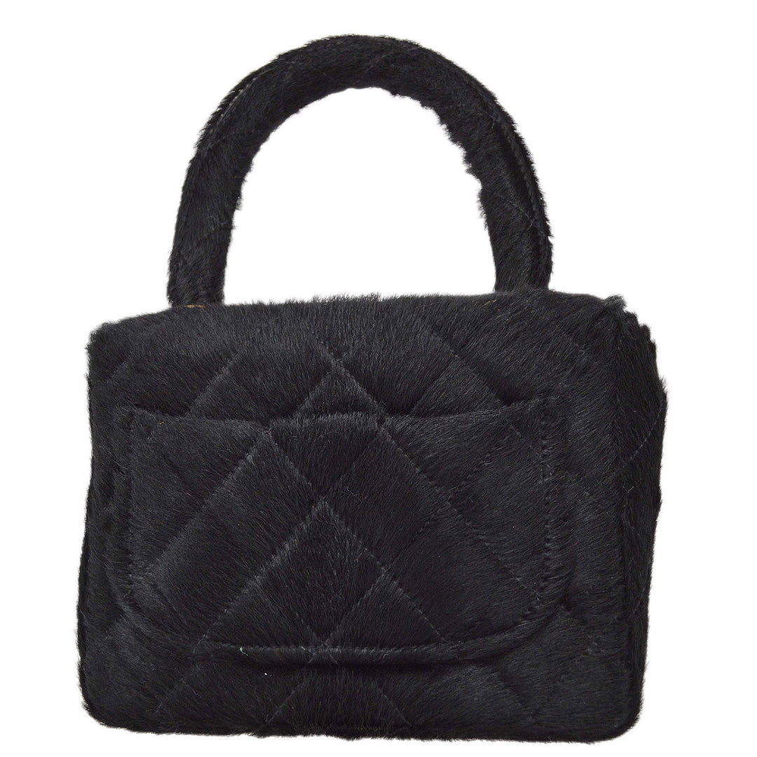 Top Quality Chanel 1991-1994 * Black Pony Hair Classic Flap Micro Handbag