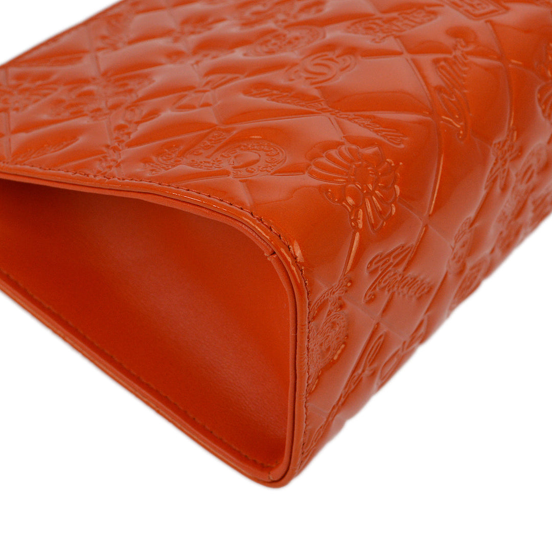 Top Quality Chanel Orange Patent Leather Icon Chain Handbag