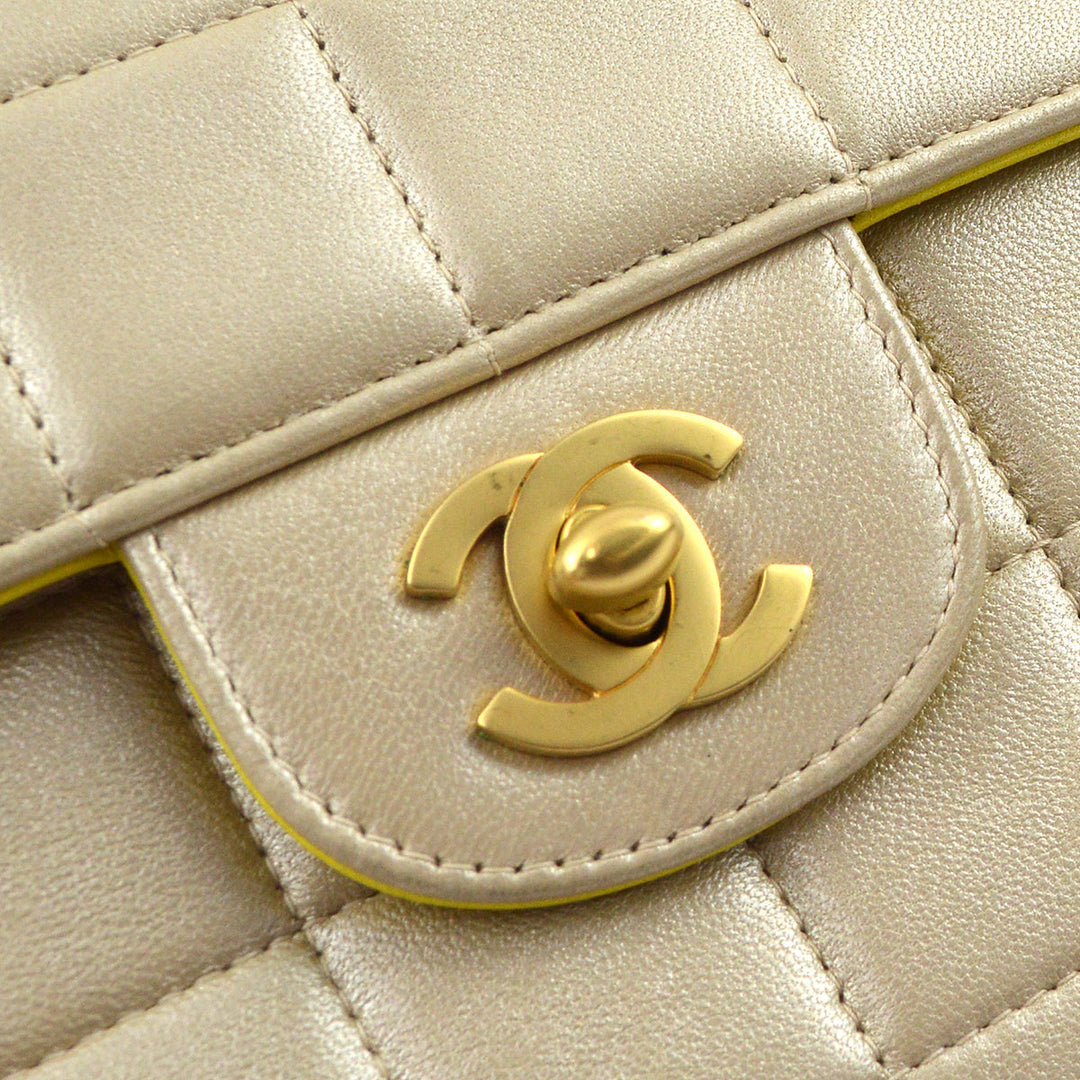 Top Quality Chanel Beige Lambskin Choco Bar East West Shoulder Bag