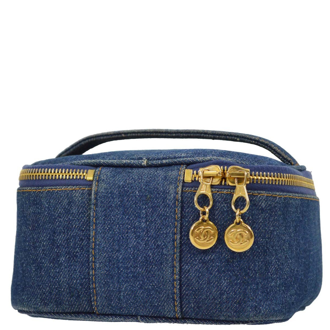 Top Quality Chanel Blue Denim Timeless Vanity Handbag