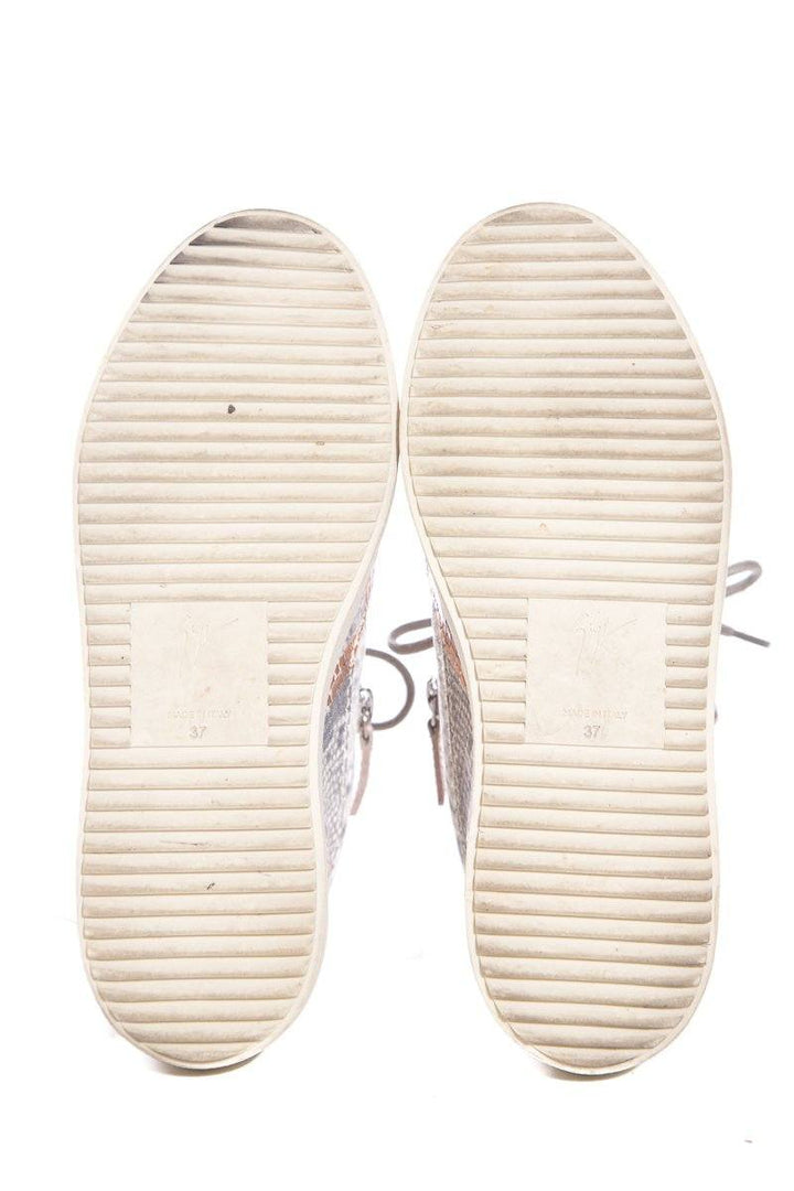 Giuseppe Zanotti Light Grey & Rose Gold Snake Embossed Sneakers SZ 37