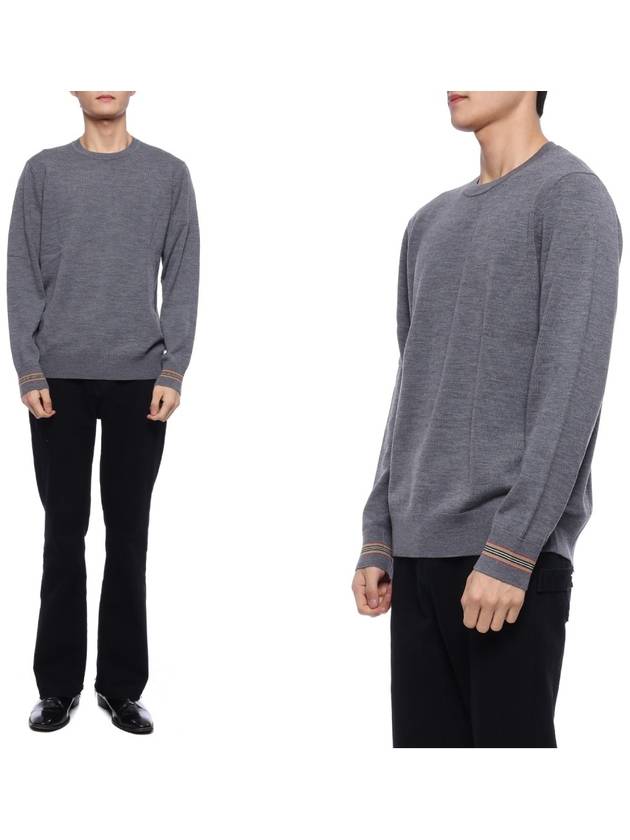 Burberry Men's Icon Striped Wool Long Sleeve T-Shirt Grey