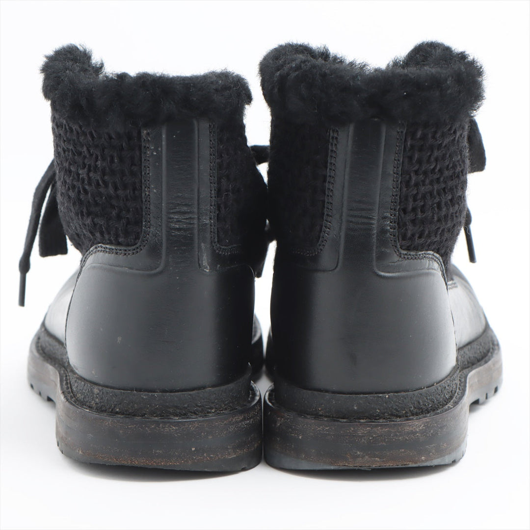 Top Quality Chanel Coco Wool x Leather Boots 36  Black G32179 Boar