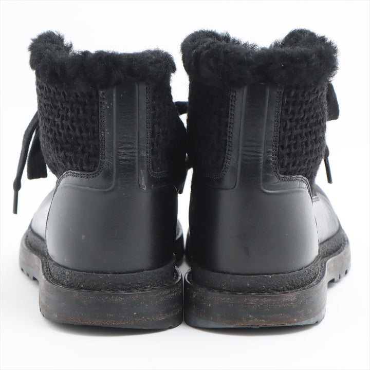 Top Quality Chanel Coco Wool x Leather Boots 36  Black G32179 Boar