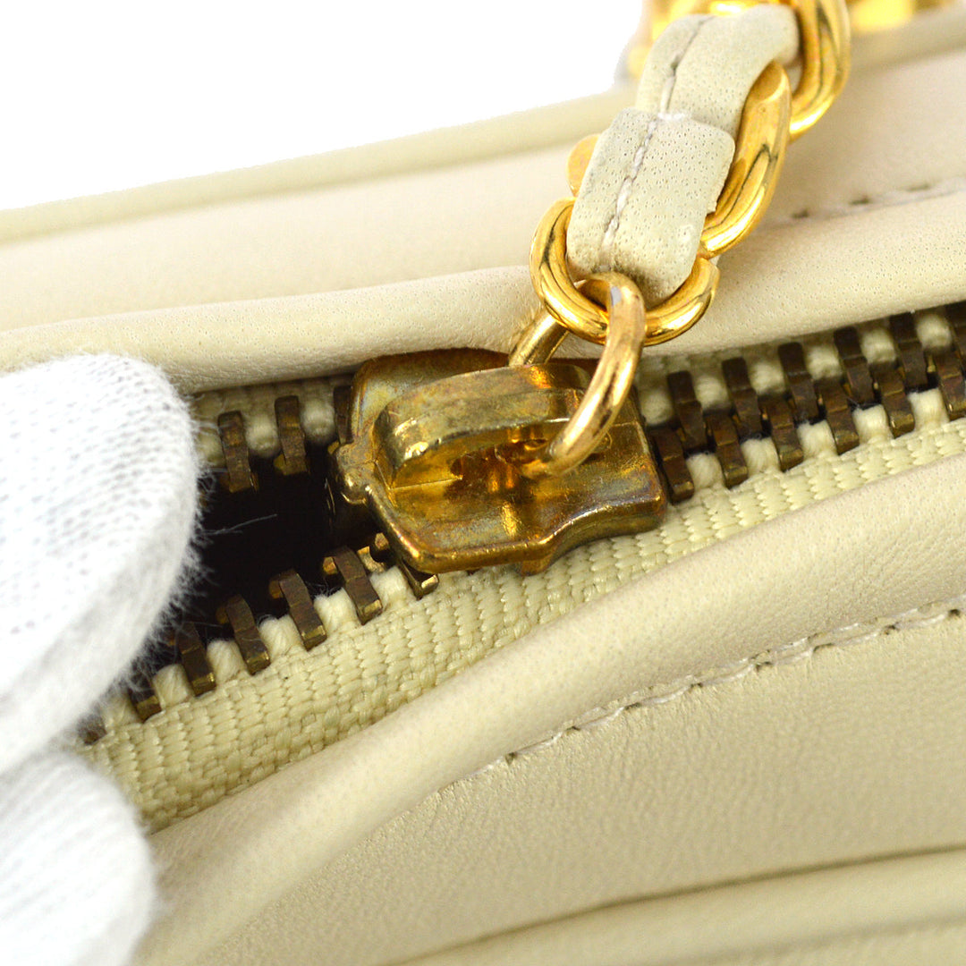 Top Quality Chanel 1989-1991 Ivory Lambskin Camera Bag Large
