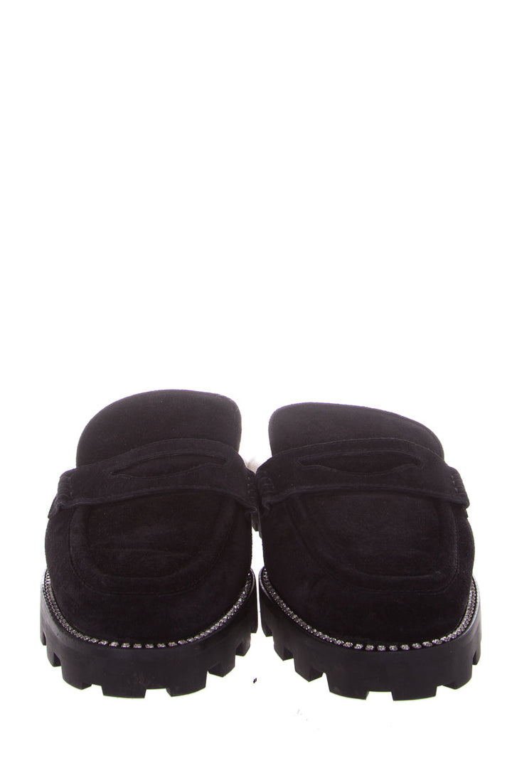 Jimmy Choo Black Suede Ronnie Embellished Mules SZ 39.5