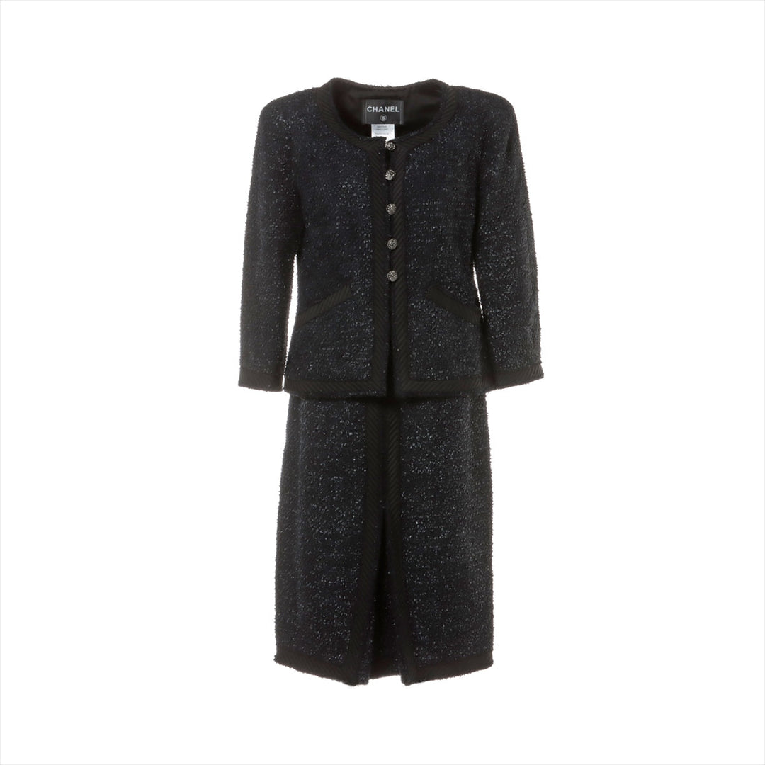 Top Quality Chanel Coconut Button P36 Wool x Nylon Setup 36/38  Black Twid