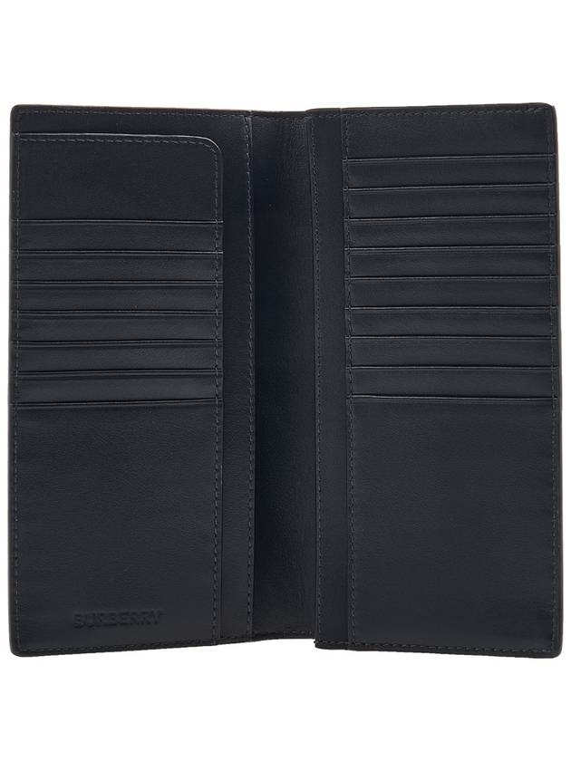 Burberry Logo Checked Leather Long Wallet Charcoal