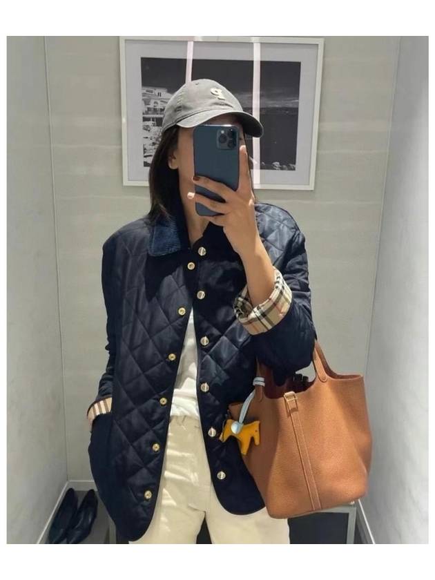 Burberry Corduroy Diamond Quilted Jacket Blue