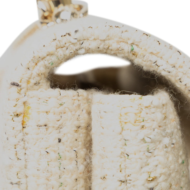 Top Quality Chanel Coco Top Handle Chain Shoulder Bag White Multicolor Tweed Bamboo