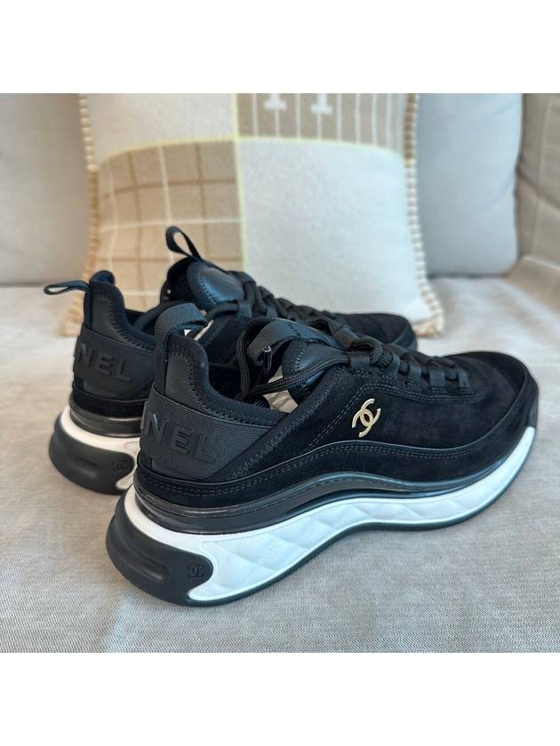 Mixed fiber women s sneakers black Chanel