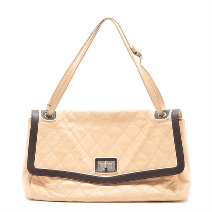 Top Quality Chanel 2.55  Chain Shoulder Bag Beige Silver  11th