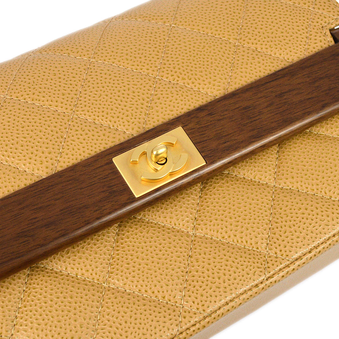 Top Quality Chanel 2003-2004 Beige Caviar Straight Flap Shoulder Bag