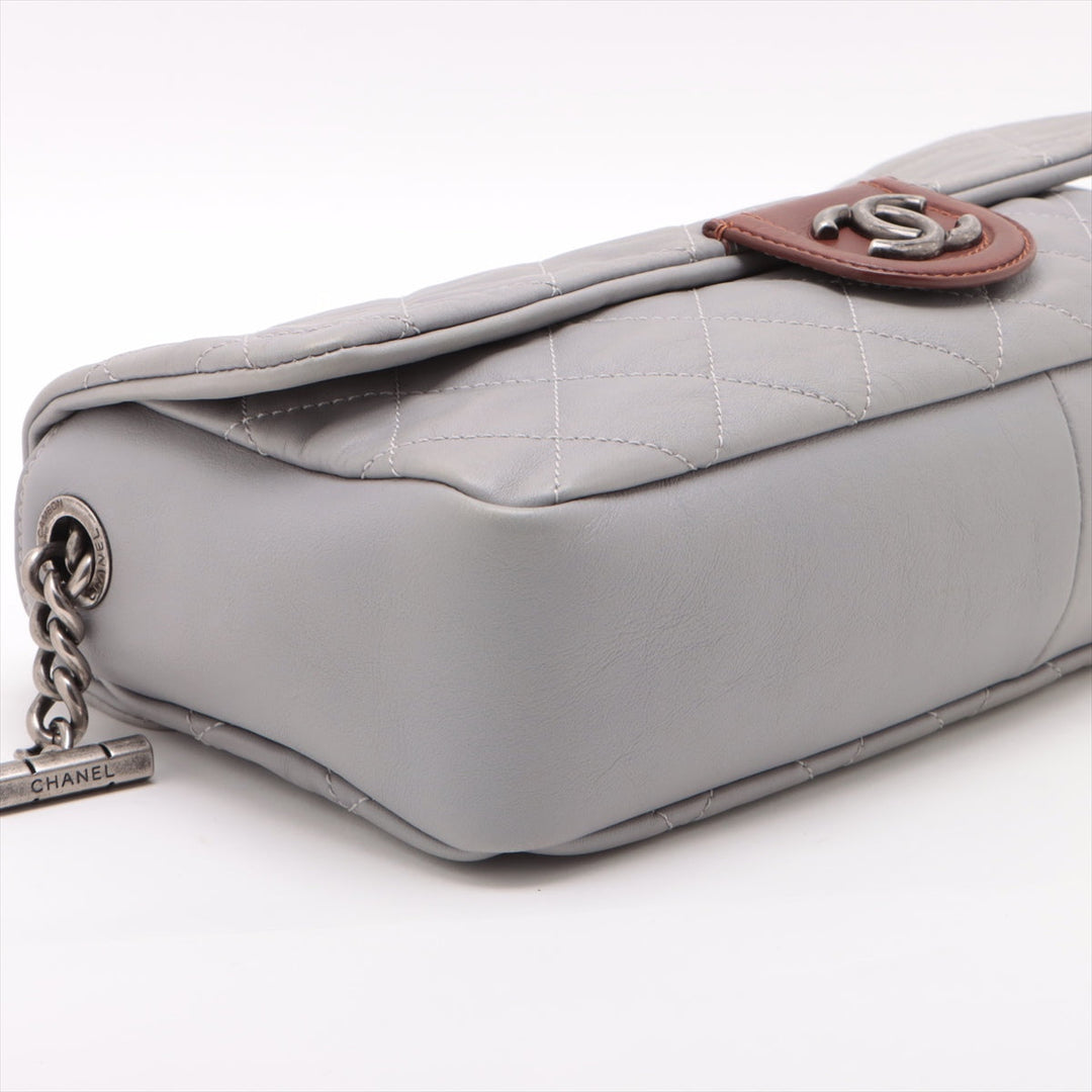 Top Quality Chanel Matrasse  Chain Shoulder Bag Grey x Brown Gummetal G