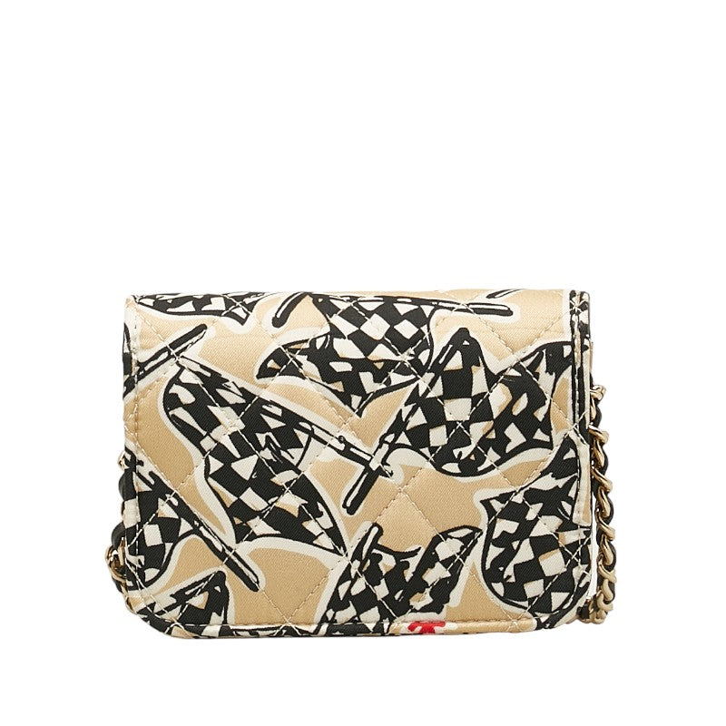 Top Quality Chanel Checker Flag Year-End  Mini Chain houlder Bag Beige Multicolor Canvas  CHANEL