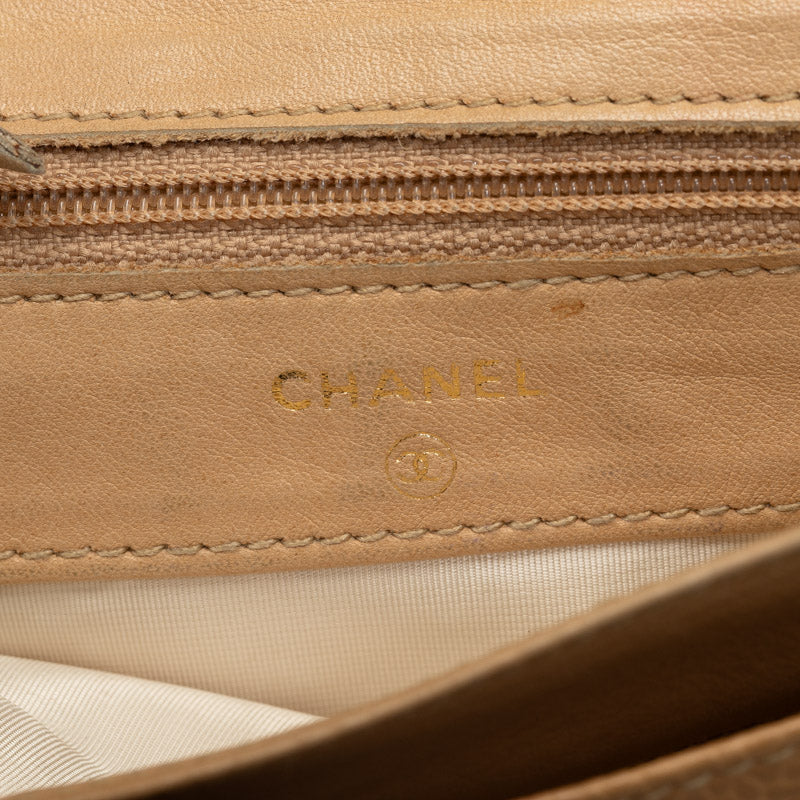Top Quality Chanel Cocomark Double Folded Wallet Beige Caviar   CHANEL
