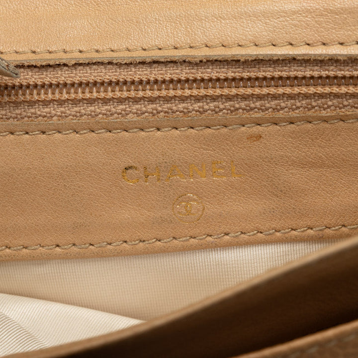 Top Quality Chanel Cocomark Double Folded Wallet Beige Caviar   CHANEL