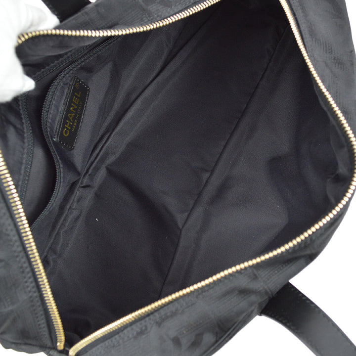 Top Quality Chanel 2005-2006 Black Jacquard Nylon New Travel Line Handbag