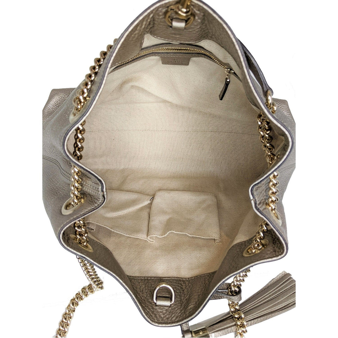Gucci Pebbled Calfskin Medium Soho Chain Shoulder Bag