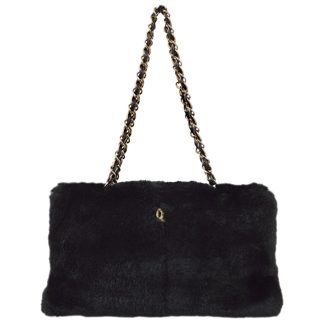 Top Quality Chanel 2000-2001 Black Fur Tote Handbag