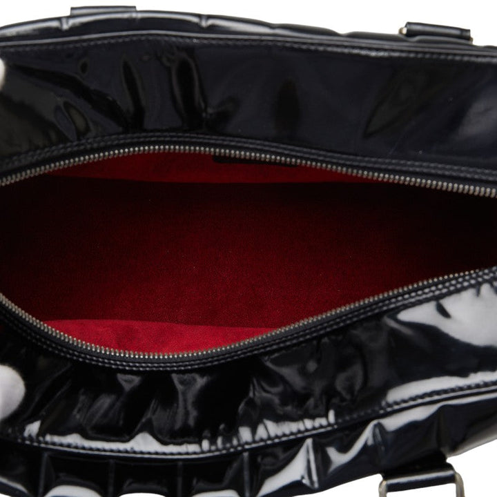 Top Quality Chanel Chocolate Bar Coco Mini Boston Bag Handbag Black Patent Leather Leather  CHANEL